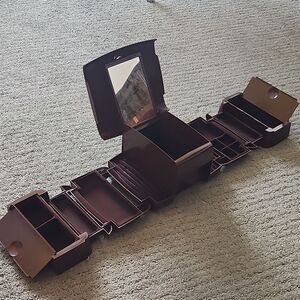 RARE Vintage MCM Choc Brown Plastic "The Jewel Kit" Lock Storage Travel Box